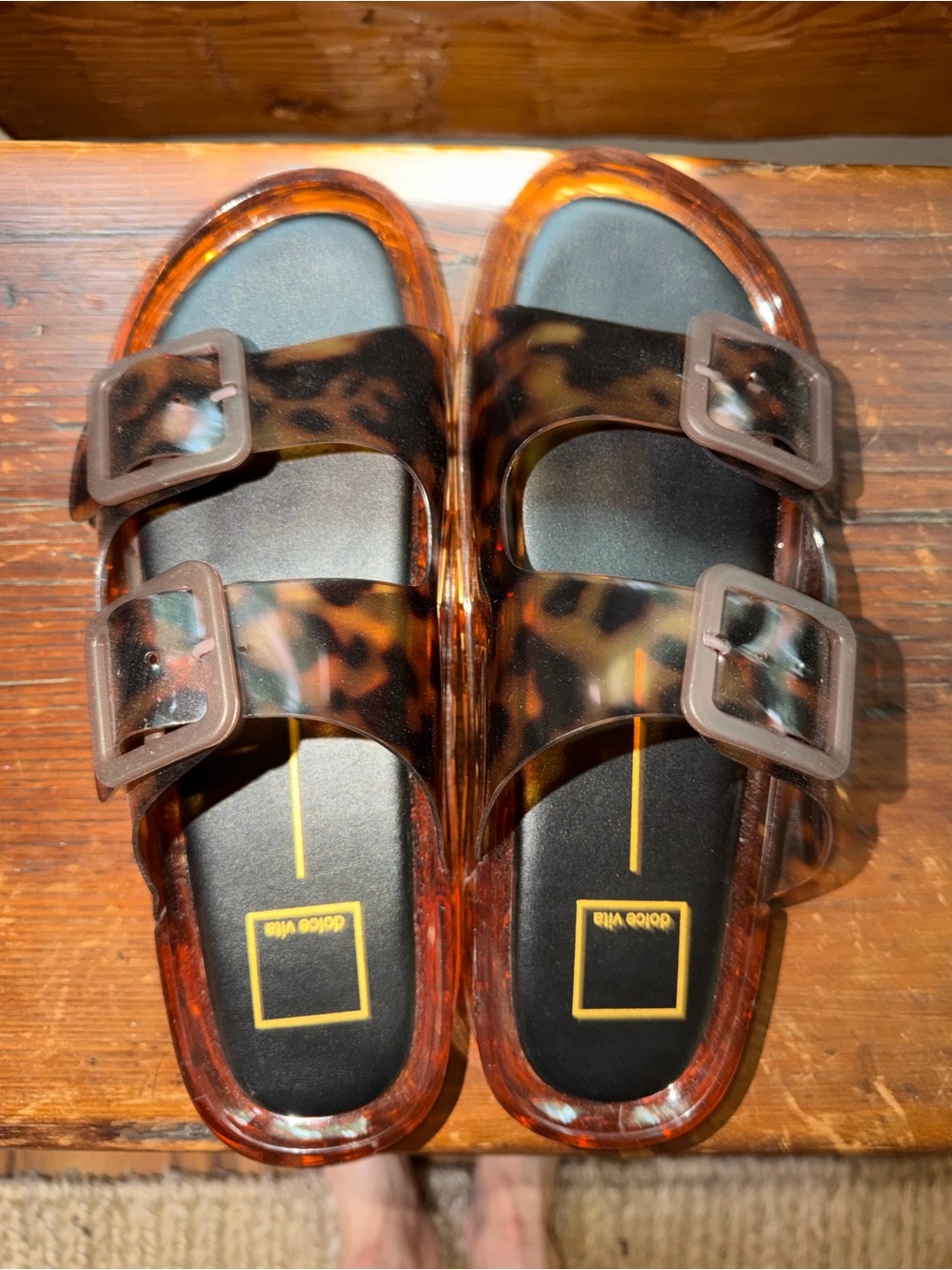 Doice vita size 9 Tortoiseshell Double-Buckle Slide Sandals Never Worn